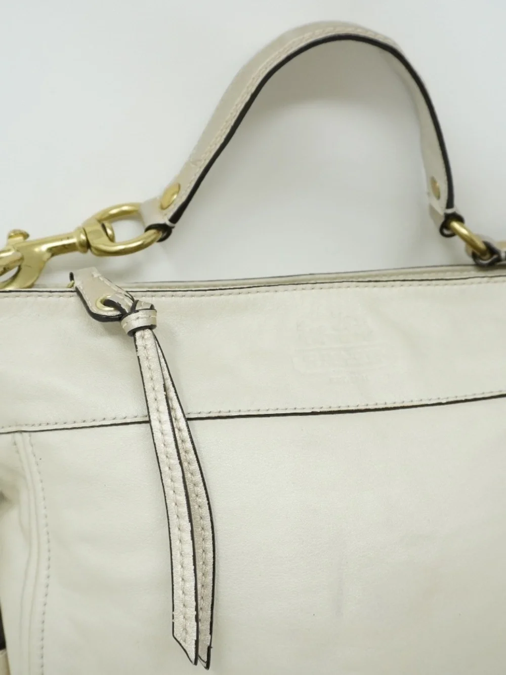 COACH Ivory Leather Zoe Hobo